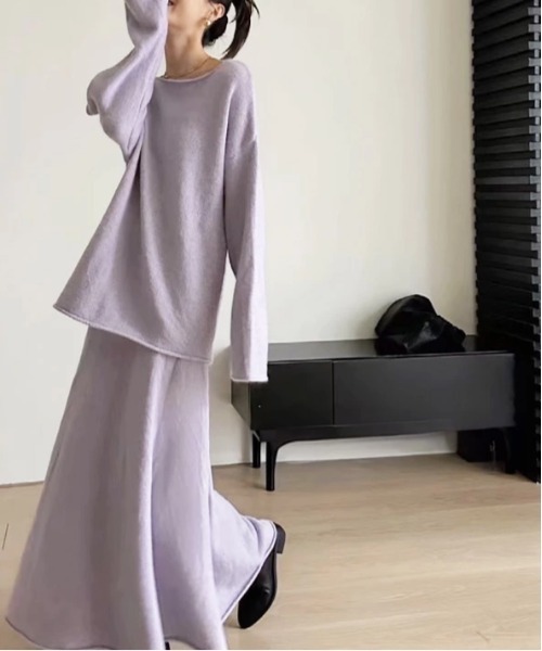 セットアップ これさえあればコーデ完成 ボートネックニット＆フレア