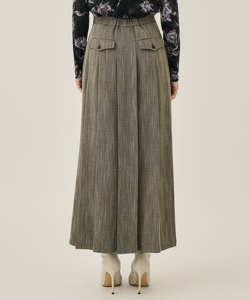 スカート Ameri HERRINGBONE HEM PLEATS SKIRT HERRINGBONE HEM PLEATS SKIRT(S BROWN): AMERI: WOMENS