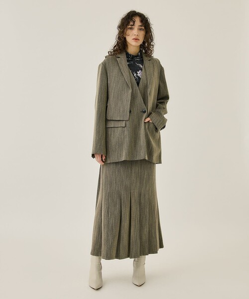 Ameri スカート 「AMERI/アメリ」HERRINGBONE HEM PLEATS SKIRT