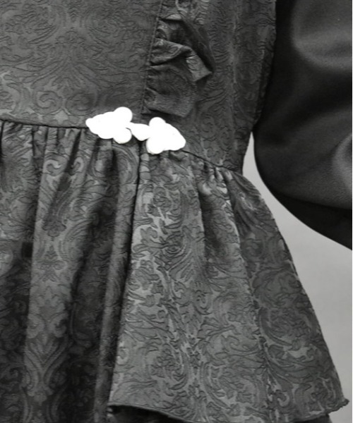 axes femme チャイナ釦 ワンピース チュニック axes femme POETIQUE ワンピース バタフライ刺繍チャイナ釦