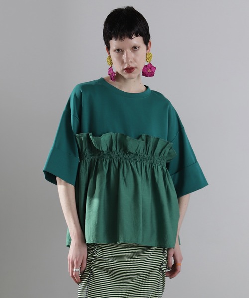 みゆっちママ　美品　ROSE BUD ドッキングフリルカットソー　半袖 ROSE BUD tシャツ ドッキングフリルカットソー レディース