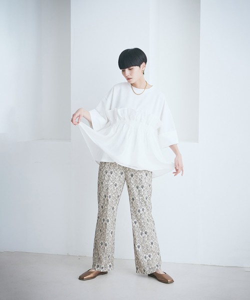 ROSE BUD★ドッキングフリルカットソー ROSE BUD tシャツ ドッキングフリルカットソー レディース