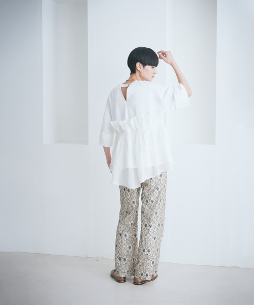みゆっちママ　美品　ROSE BUD ドッキングフリルカットソー　半袖 ROSE BUD tシャツ ドッキングフリルカットソー レディース