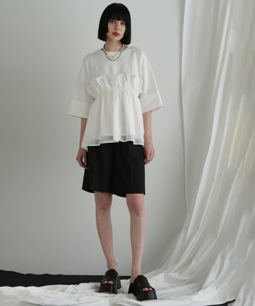 ROSE BUD tシャツ ドッキングフリルカットソー レディース