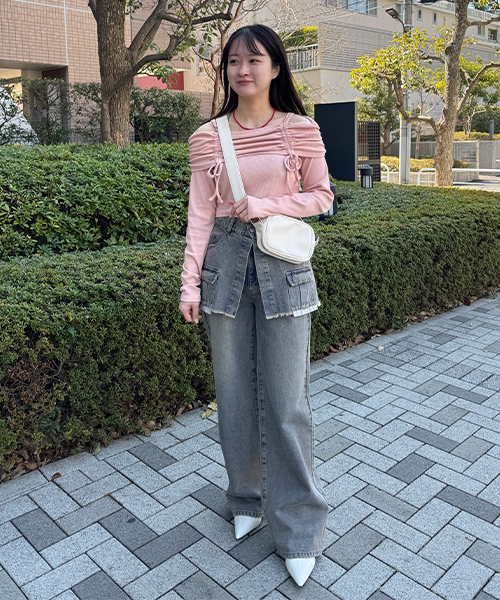 Miーje（ミジェ） tシャツ オフショルシャーリングトップス「韓国