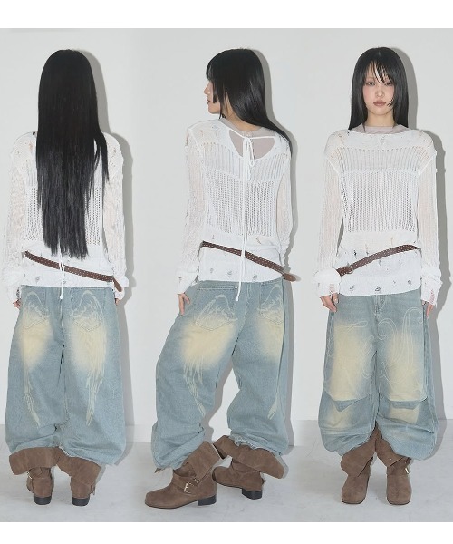 fancy club デニム FANCY CLUB ジーンズ デニム デニムパンツ A'GEM/9 × .kom