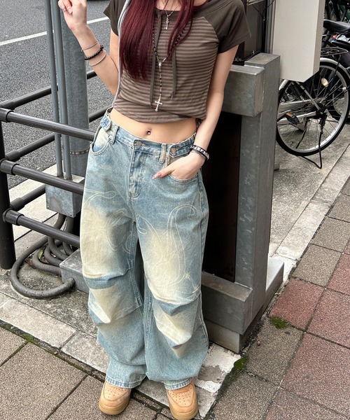 ★FANCY CLUB★ヴィンテージ ショット丈 デニム パンツ FANCY CLUB ジーンズ デニム デニムパンツ A'GEM/9 × .kom