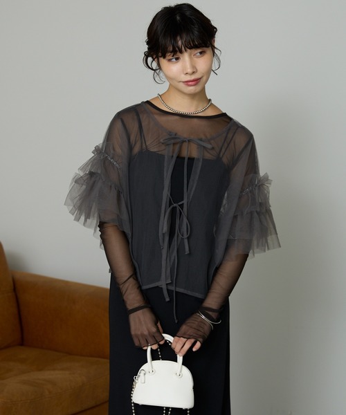 SOTT tシャツ Tulle frill tops チュールフリルトップス レディース