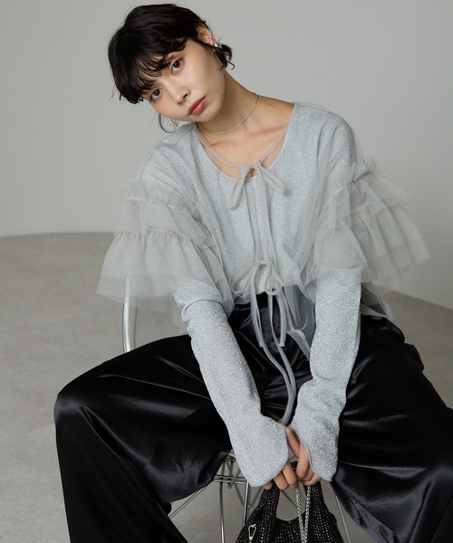 SOTT tシャツ Tulle frill tops チュールフリルトップス レディース