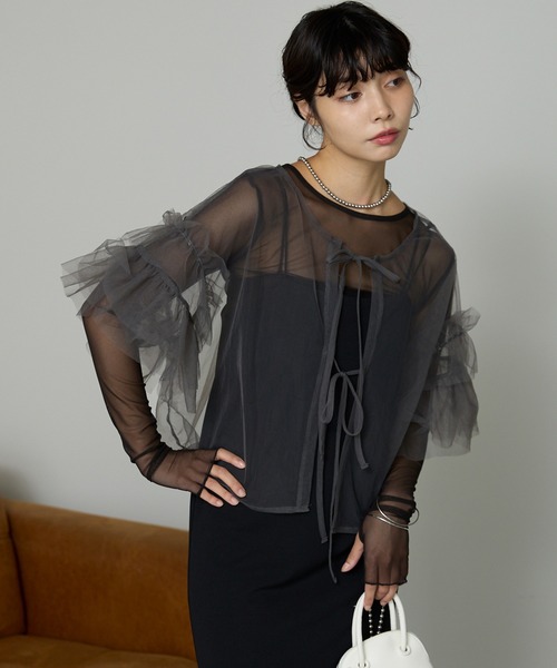 koo出品 gypsohila  Tulle Tee  チュールフリル SOTT tシャツ Tulle frill tops チュールフリルトップス レディース