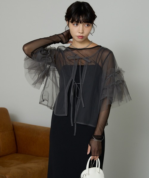 SOTT tシャツ Tulle frill tops チュールフリルトップス レディース