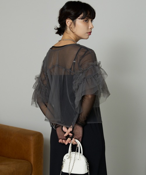 SOTT tシャツ Tulle frill tops チュールフリルトップス レディース