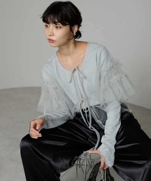 SOTT tシャツ Tulle frill tops チュールフリルトップス レディース