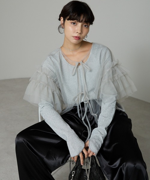 FRILL DROP トップス SOTT tシャツ Tulle frill tops チュールフリルトップス レディース