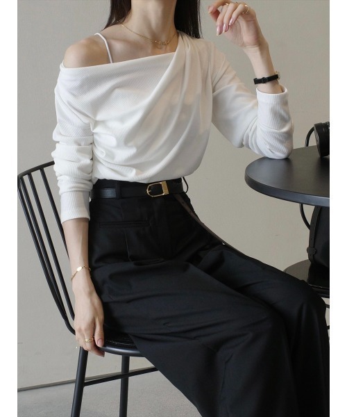 トップス amel 2piece cropped rib tops / white NEW】2piece cropped rib tops / white amel