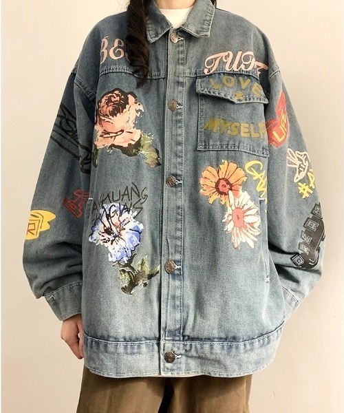 SHEENA（シーナ） デニムジャケット gジャン ペイント風デザイン