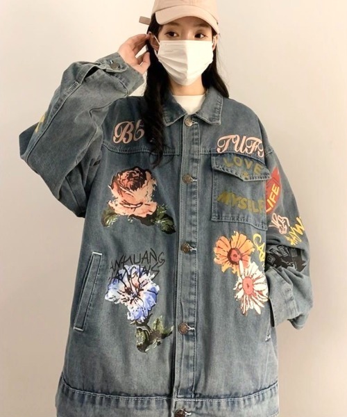 SHEENA（シーナ） デニムジャケット gジャン ペイント風デザイン