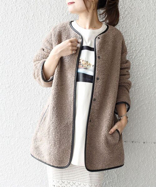 SHIPS（シップス） ノーカラーコート - ブラウン レディース