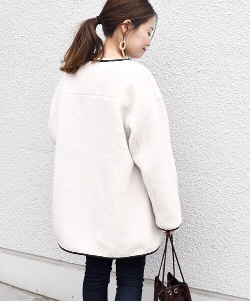 SHIPS（シップス） ノーカラーコート - ブラウン レディース