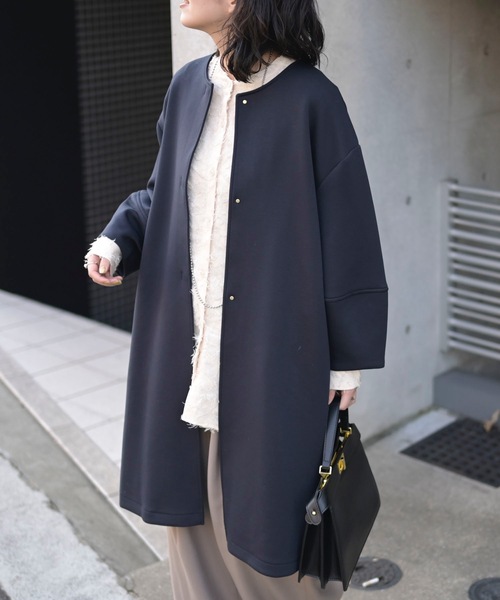 aie ノーカラーコート　ペイズリー anuke Collarless Shaggy Coat 62420004（ノーカラーコート