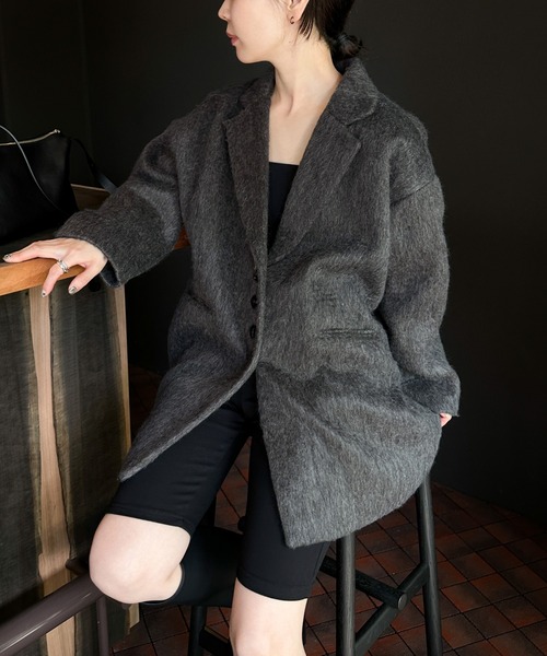 ジャケット テーラードジャケット シャギールーズジャケットコート