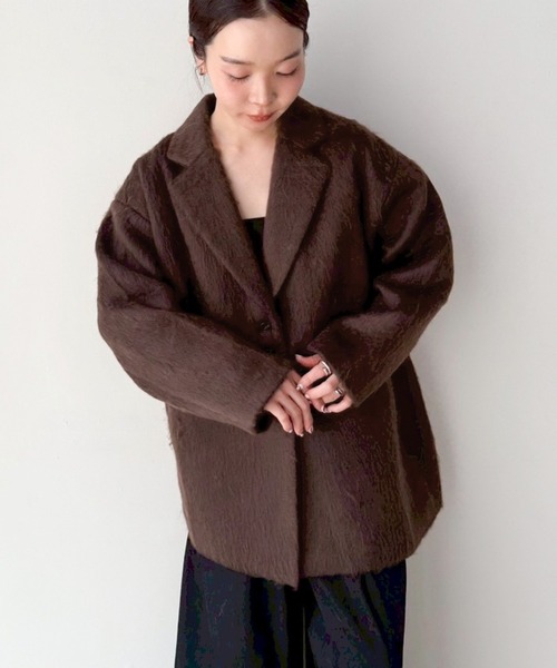 ジャケット テーラードジャケット シャギールーズジャケットコート