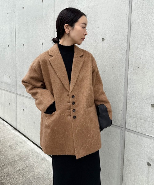 ジャケット テーラードジャケット シャギールーズジャケットコート