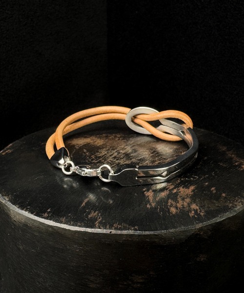 CALIFORNIA OUTFITTERS ブレスレット 4E7 PUレザーコンビ シルバー