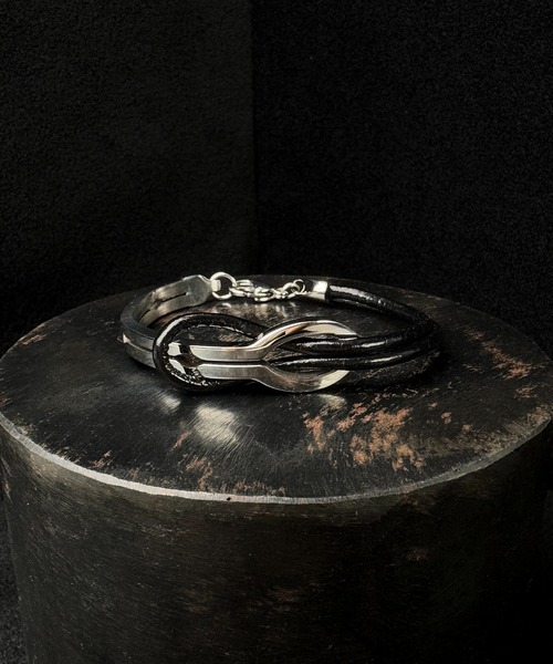 CALIFORNIA OUTFITTERS ブレスレット 4E7 PUレザーコンビ シルバー