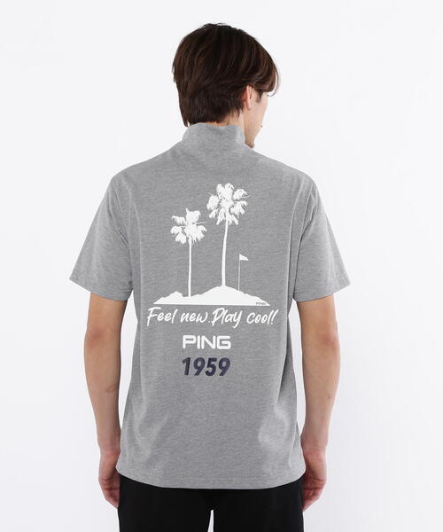 PING ハイネック シャツ グレー　春秋冬 PING APPAREL｜ダブルメッシュ 半袖ハイネックシャツ