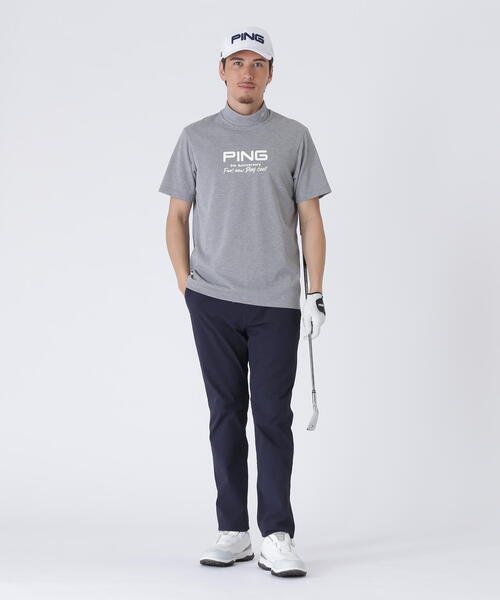 PING プレーティング天竺 半袖ハイネックシャツ Mサイズ グレー PING APPAREL】10色展開 プレーティング天竺半袖ハイネック