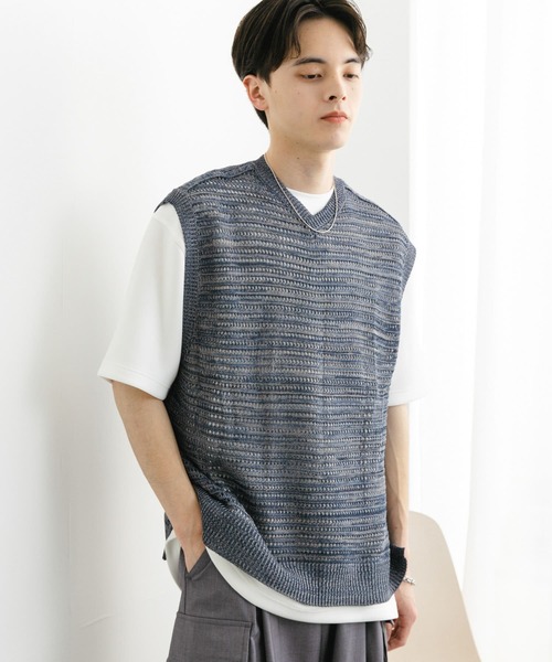 新品　OHGA ツイード Vネック ベスト MIX 定価27500円　完売品 SENSE OF PLACE by URBAN RESEARCH ベスト ジレ ミックスメランジV