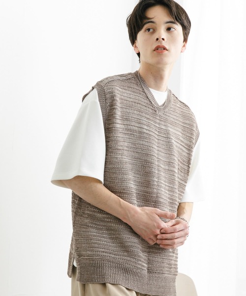 ARCHIVIO　メンズ半袖ベスト SENSE OF PLACE by URBAN RESEARCH ベスト ジレ ミックスメランジV