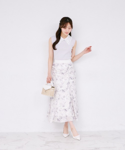 tocco サイドリボンリブニットトップス ノースリーブ 春夏 オフホワイト tocco closet（トッコ クローゼット） ニット セーター 「ZOZO限定