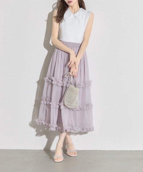 ニット セーター 「ZOZO限定」リボンレース襟ノースリーブニットトップス レディース tocco closet ニット セーター 「ZOZO限定」リボンレース襟
