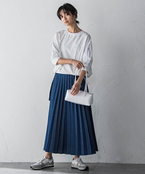 メイソングレイ（MAYSON GREY）/デニムMIXライトプリーツスカート MAYSON GREY（メイソングレイ） スカート デニムMIXライトプリーツ