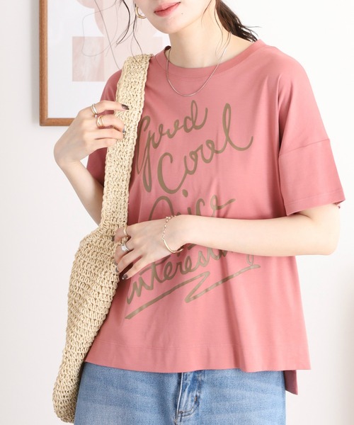 エグランティーヌ EGLANTINE でかロゴプリント半袖Tシャツ【日本製】 （ローズ） EGLANTINE tシャツ でかロゴプリント半袖Tシャツ「日本製