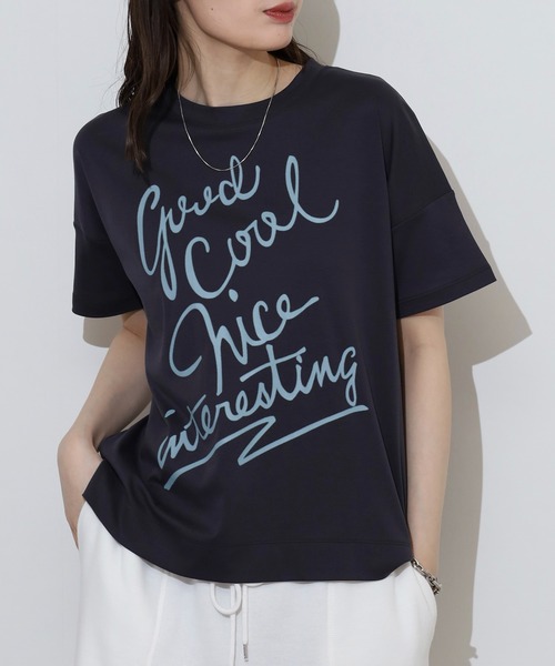 tシャツ EGLANTINE ロゴプリントAライン半袖Tシャツ「日本製」 レディース EGLANTINE tシャツ でかロゴプリント半袖Tシャツ「日本製