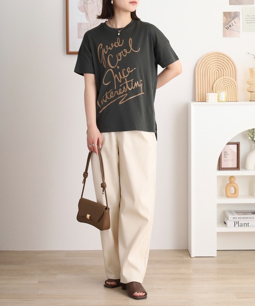 エグランティーヌ EGLANTINE でかロゴプリント半袖Tシャツ【日本製】 （ローズ） EGLANTINE tシャツ でかロゴプリント半袖Tシャツ「日本製