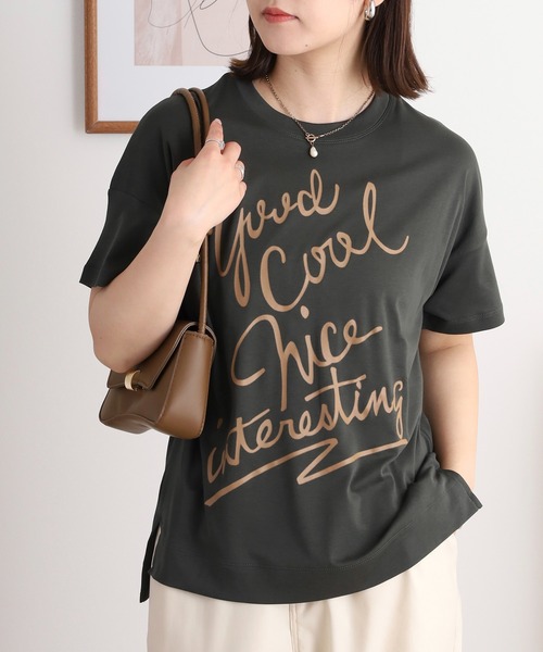 tシャツ EGLANTINE ロゴプリントAライン半袖Tシャツ「日本製」 レディース EGLANTINE tシャツ ロゴ半袖Tシャツ「日本製」 レディース