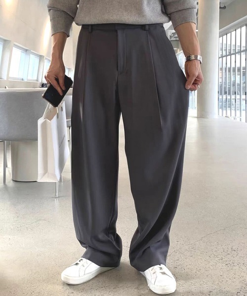 NEW GENTLEMAN ワイドパンツ パンツ パラマウント タック ワイドパンツ