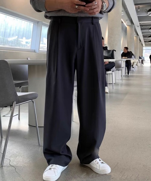 NEW GENTLEMAN パンツ パラマウント タック ワイドパンツ/スラックス