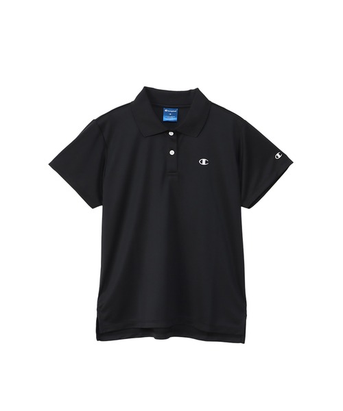 「Champion」 半袖ポロシャツ LARGE ブラック レディース