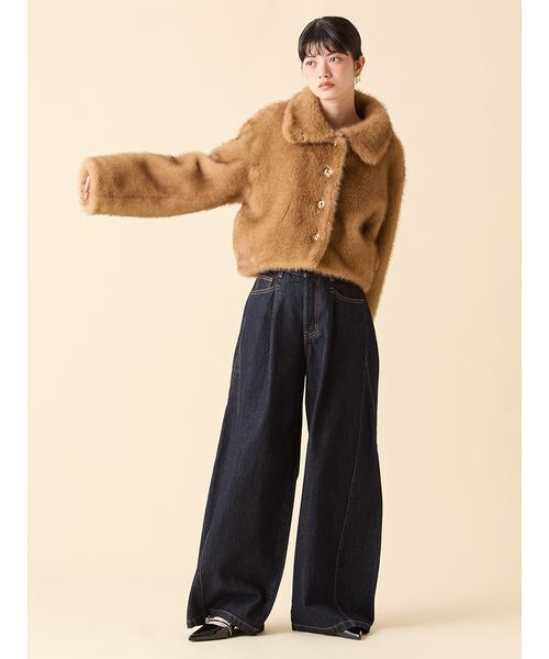 リリーブラウン 00 デニム USAGI ONLINE限定/00サイズ】Lily Bear タックデニムパンツ