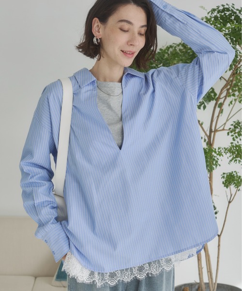 ANGIE ブラウス シャツ スキッパー オーバーサイズ シャツ レディース