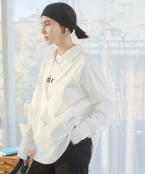 ANGIE ブラウス シャツ スキッパー オーバーサイズ シャツ レディース