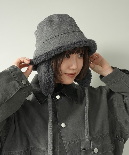 c.u.l 帽子 ハット 2WAY ムートンボア 取り外し可能 耳当て付き