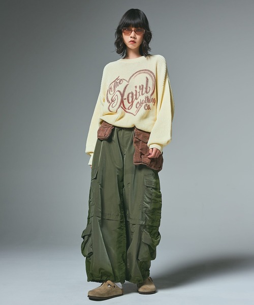 X-girl ニット セーター HEART SPRAY LOGO KNIT TOP レディース