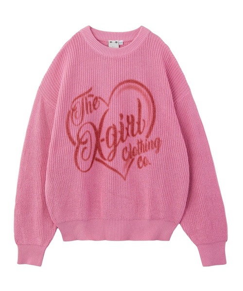 X-girl ニット セーター HEART SPRAY LOGO KNIT TOP レディース