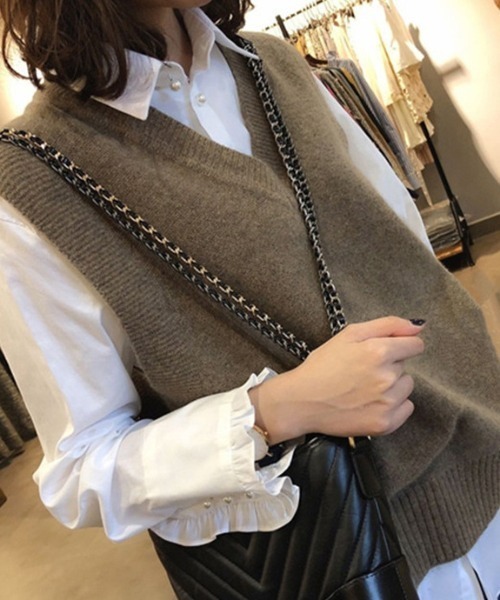 cammie ベスト ジレ Vネックニットベスト レディース : ZOZOTOWN